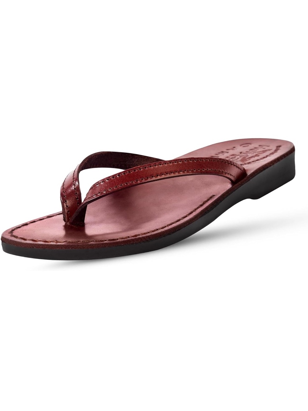 Holy land, camel market made in Jerusalem Leather Thong Sandal in Burgundy